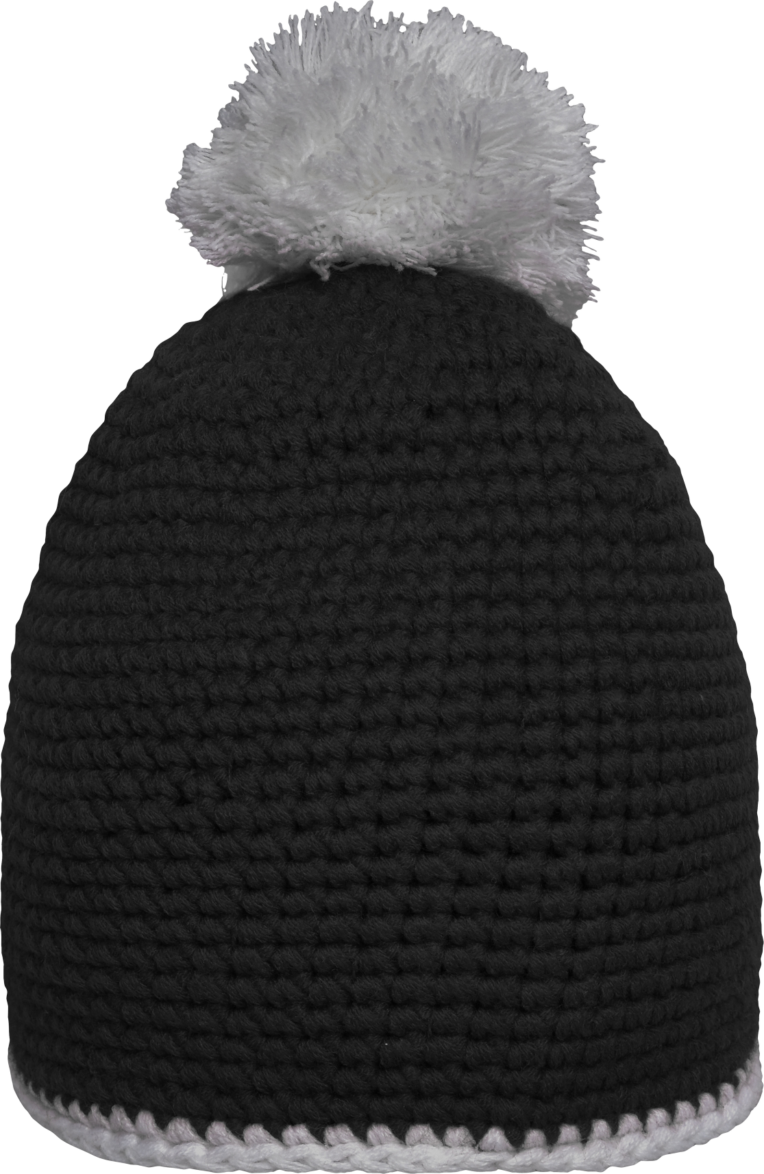 Pompon Hat with Contrast Stripe black/lightgrey One Size